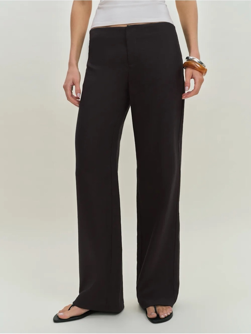 NWT Reformation Vida Linen Low-Rise Pants Black 8